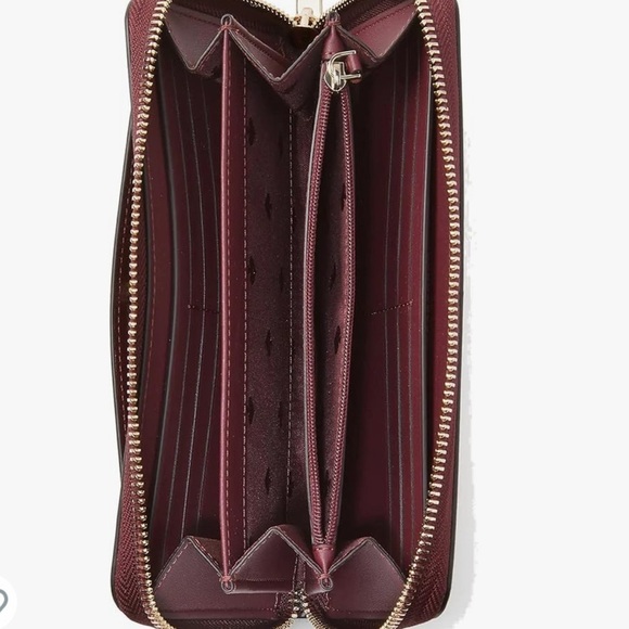 Kate Spade New York Tinsel Boxed Large Continental Wallet Deep Berry Multi - Picture 3 of 5